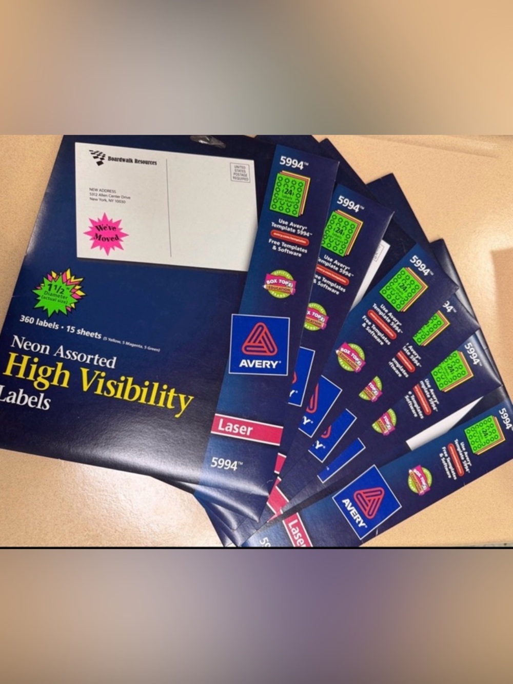 6 packs - Avery Neon Assorted High Visibility Labels